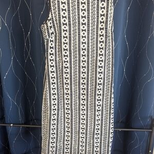 Calvin Klein Black and White Embroidered Overlay Dress